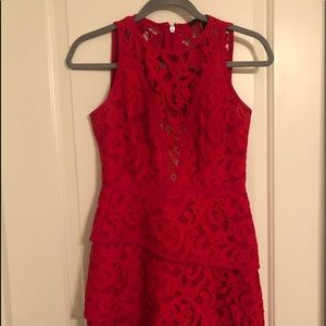 BCBGMAXAZRIA Hanah Lace Dress In Burnt Red